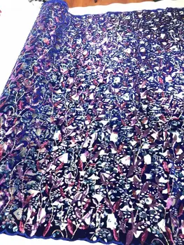 

(5yards/pc) high grade African velvet net lace fabric gorgeous sequins embroidered French lace fabric for party dress FZZ908