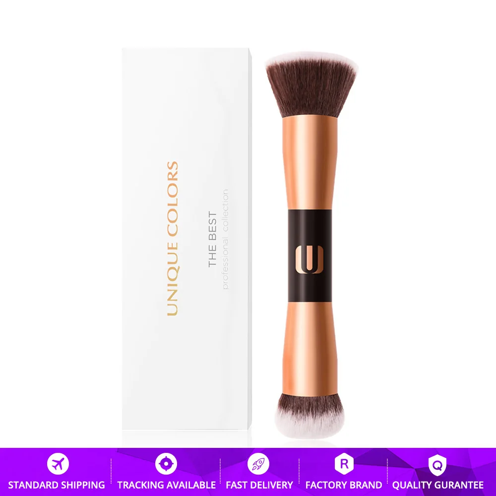 Duo end Кисть для макияжа многофункциональная деревянная ручка Золотой наконечник