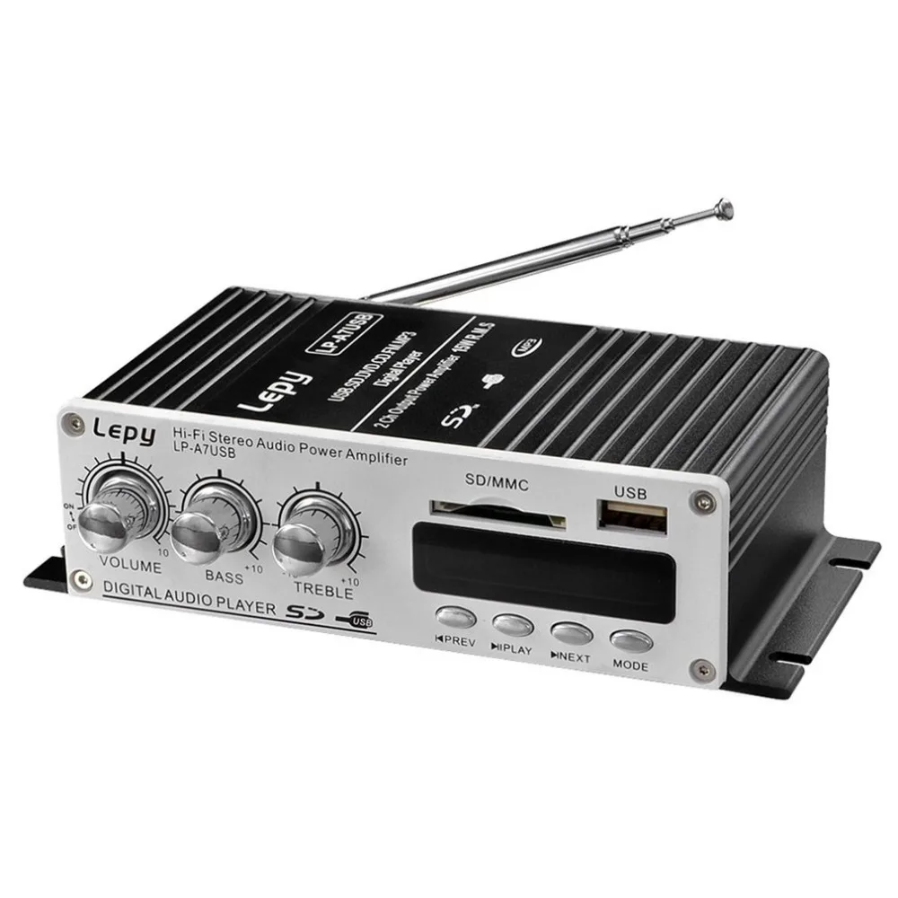 Автомобильный MP3 Hi-Fi стерео аудио усилитель домашний авто мотоцикл бас динамик Boostrer плеер с USB для порта DVD FM MMC 12 В