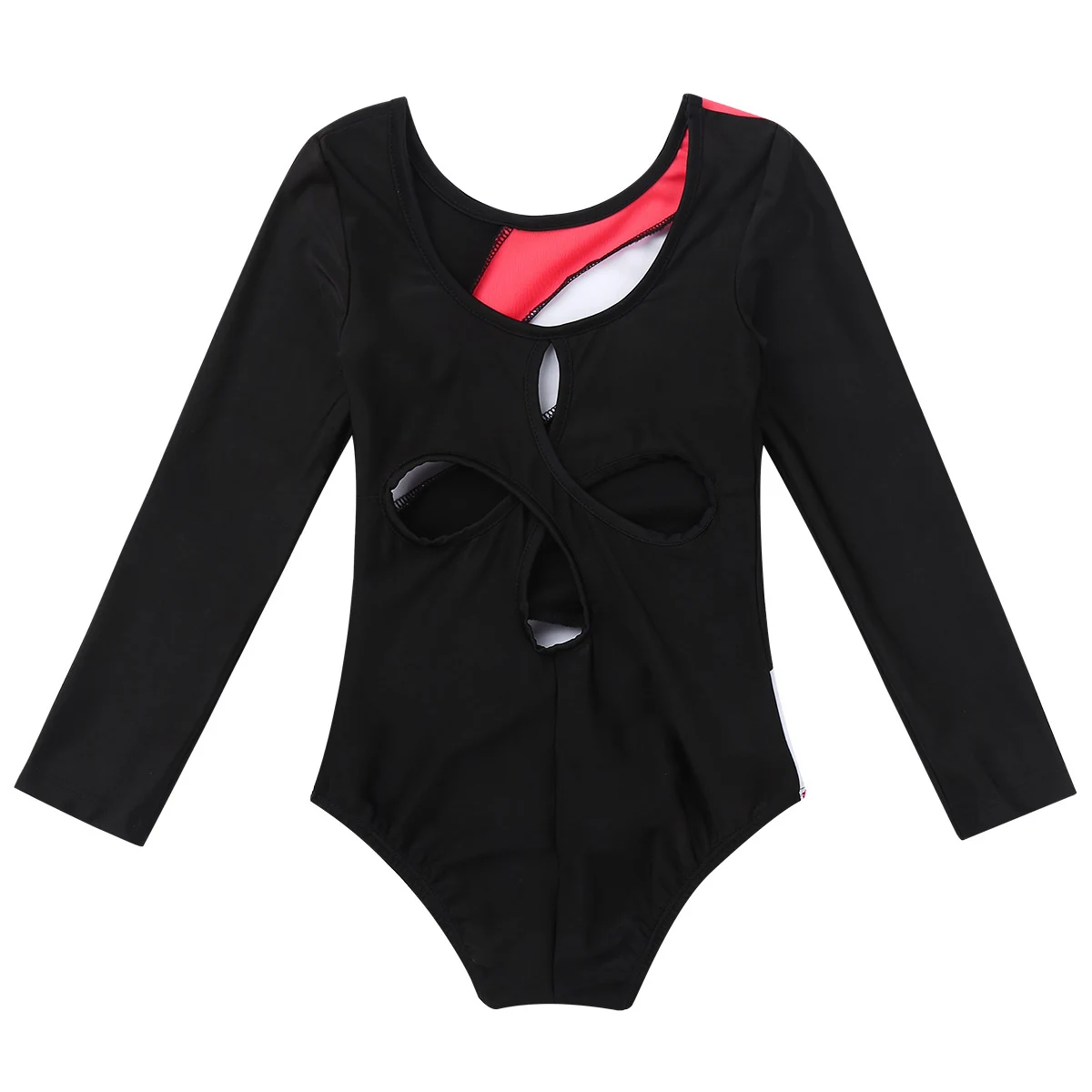Girls Long Sleeve Gymnastics Leotard, Children's Jumpsuit, Color Block, Cutout Back, Ballet Leotards, Kids Dance Wear