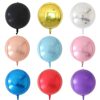 

2pcs Rose Gold 4D Foil Balloons 22inch helium globals Rainbow color Metallic Round Balloon Wedding Decor Birthday Party Supplies