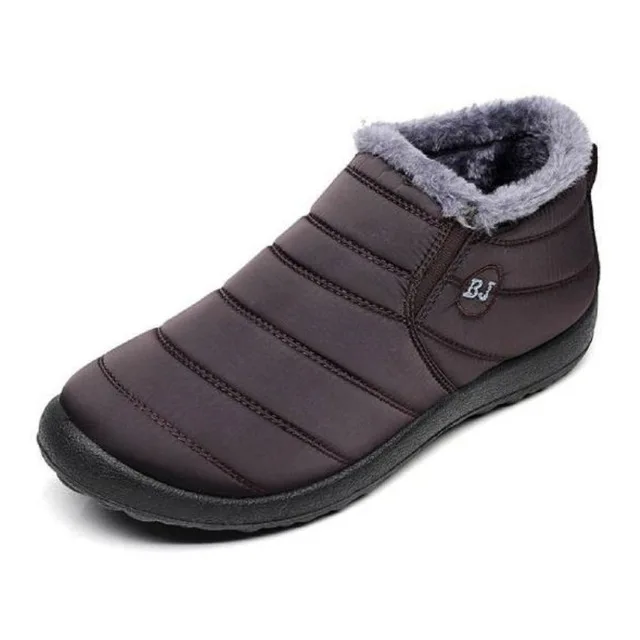 Легкие зимние ботинки для мужчин; зимние ботинки из водонепроницаемого материала; зимняя обувь размера плюс 46; зимние ботинки унисекс без застежки - Цвет: Коричневый