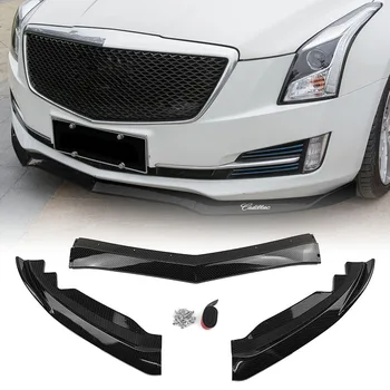 

3PCS Front Bumper Lip Spoiler Cover Trim For Cadillac ATS 2015 2016 2017 2018 Carbon Fiber