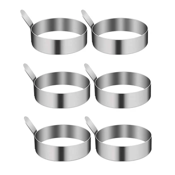 

6 Pcs 304 Stainless Steel Egg Ring,Non-Stick Omelette Mold,Omelet Maker,Handle Pancake Sandwich,Breakfast Cooking Tool