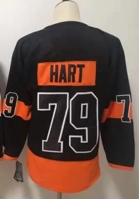 Сшитые мужские футболки Carter Hart Sean Couturier Ivan Provorov Клода Жиру Нолан Патрик Шейн Gostisbehere Трэвиса конечного - Цвет: Черный