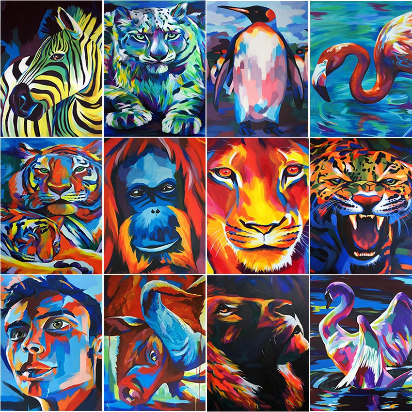 Набор алмазных картин 5D полный квадратный рисунок зебры тигра орангутанга Льва коровы леопарда лебедя