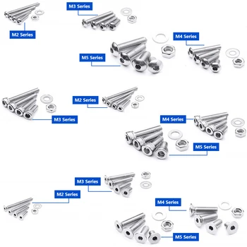 

880Pcs M2 M3 M4 M5 Hex Hexagon 304 Steel Socket Head Screw Kit Bolts and NutsScrews Bolts Hex Nuts Assortment Allen bolts Set