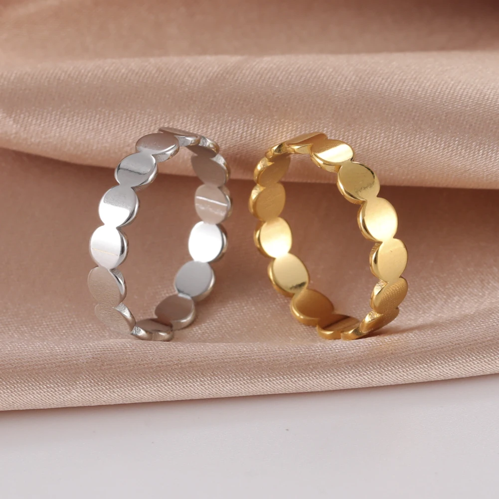 Skyrim Fashion Geometric Round Minimalist Rings for Women Girls Gold Color Stainless Steel Ring Wedding Party Jewelry