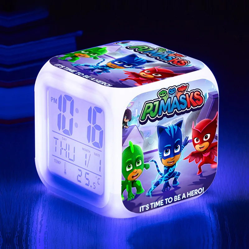 Pj Masks СВЕТОДИОДНЫЙ Красочный ночной Светильник с мультяшным рисунком, будильник, кошачий патруль, овлетка, Гекко, Pj Mask Juguete, часы, игрушки для детей, подарок на день рождения - Цвет: 1pcs
