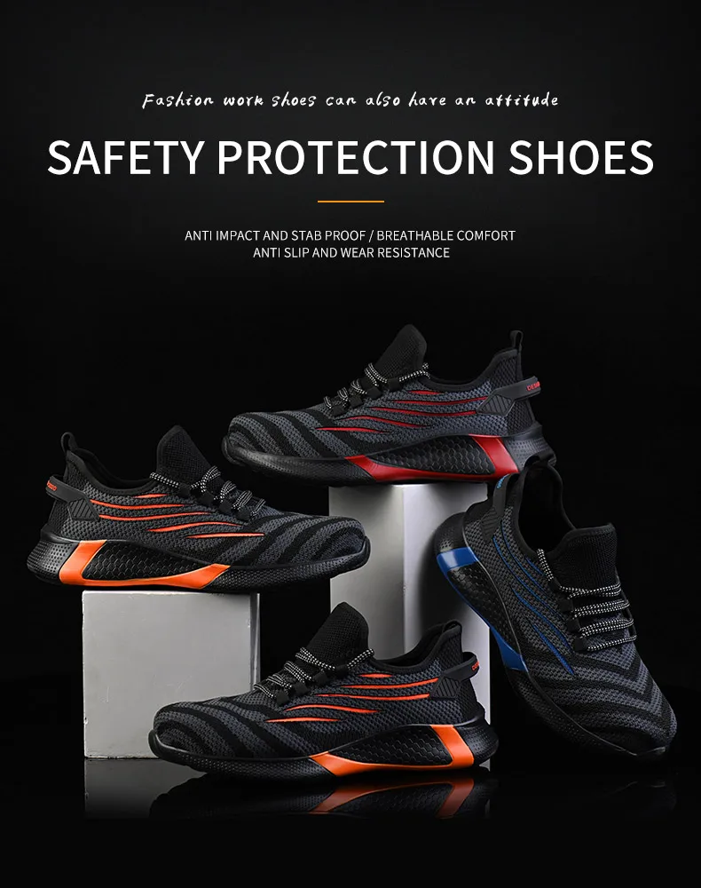 Fashion Safety Shoes Man Work Sneakers Steel Toe Shoes Work Boots Anti-puncture Indestructible Shoes Mens Industrial Shoes 50