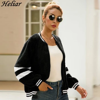 

Heliar Women Baseball uniform Jacket Female Stripes Pullover 2019 Autumn Fashion Long Sleeve Tops Female Tops For Women