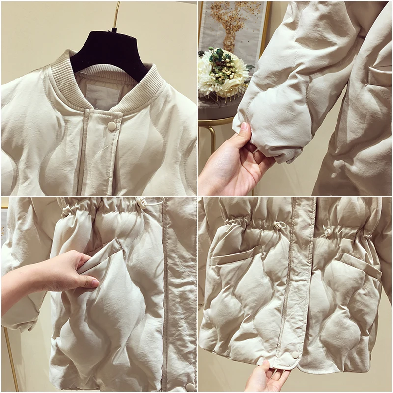 Женская длинная парка с высокой талией и воротником стойкой бежевая черная синяя