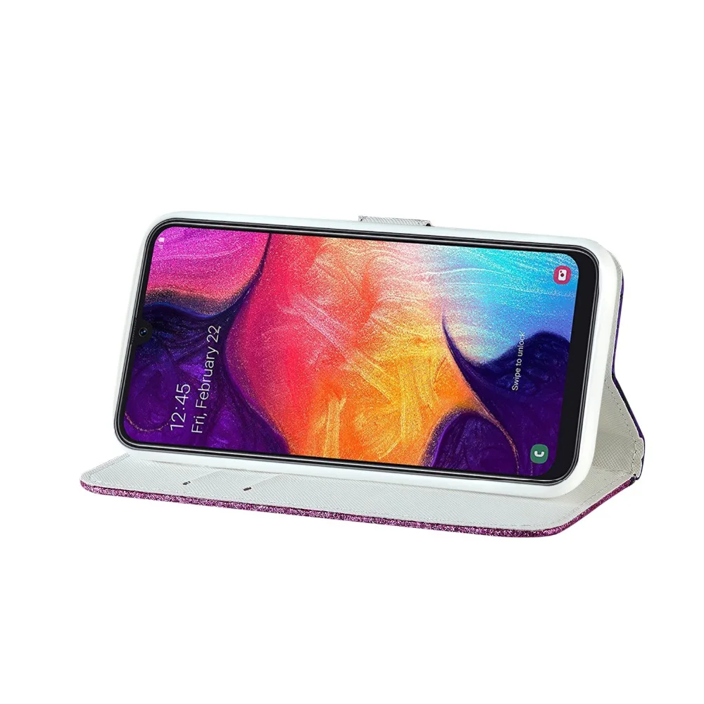 Роскошный чехол-бумажник чехол для телефона для samsung Galaxy A10 A20e A30 A40 A50 A60 A70 A3 A5 A7 A8 флип-чехлы с опорой для карт чехол
