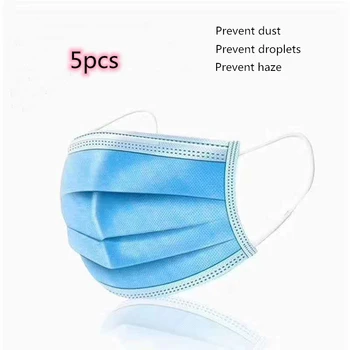 

5pcs Face Mouth Anti Virus Mask Disposable Protect 3 Layers Filter Dustproof Earloop Non Woven Mouth Masks 48 hours Shipping