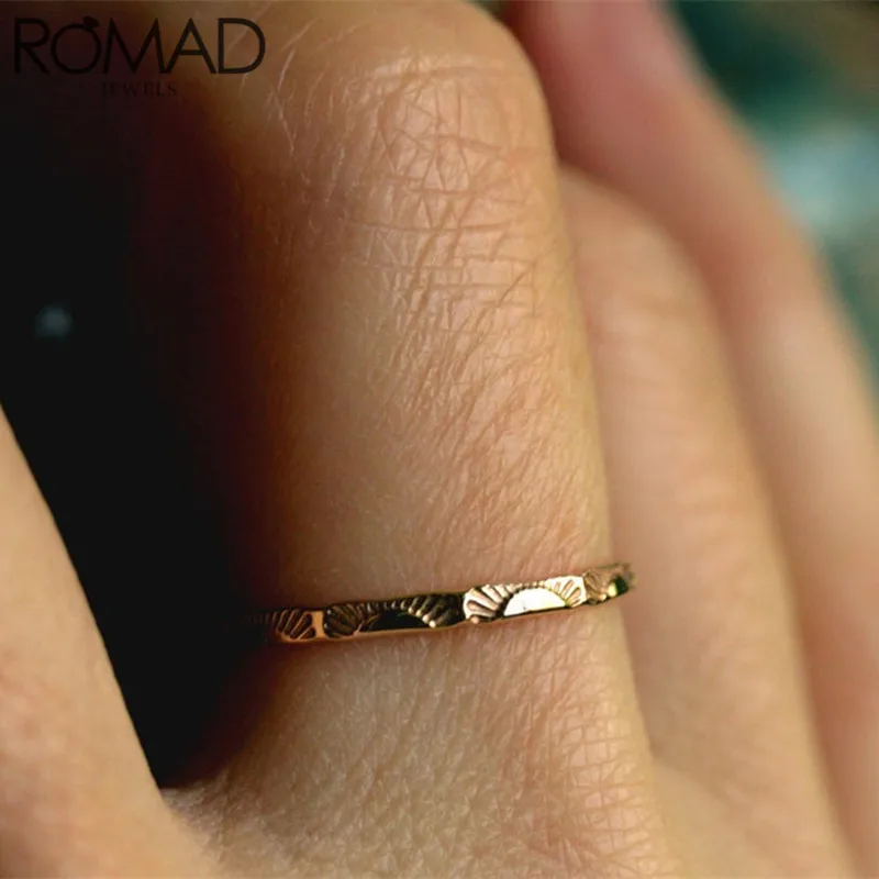 ROMAD Dainty Sun Signet Ring Vintage 925 Sterling Silver Rings for Women Female Wedding Jewelry Delicate Promise Engagement Ring