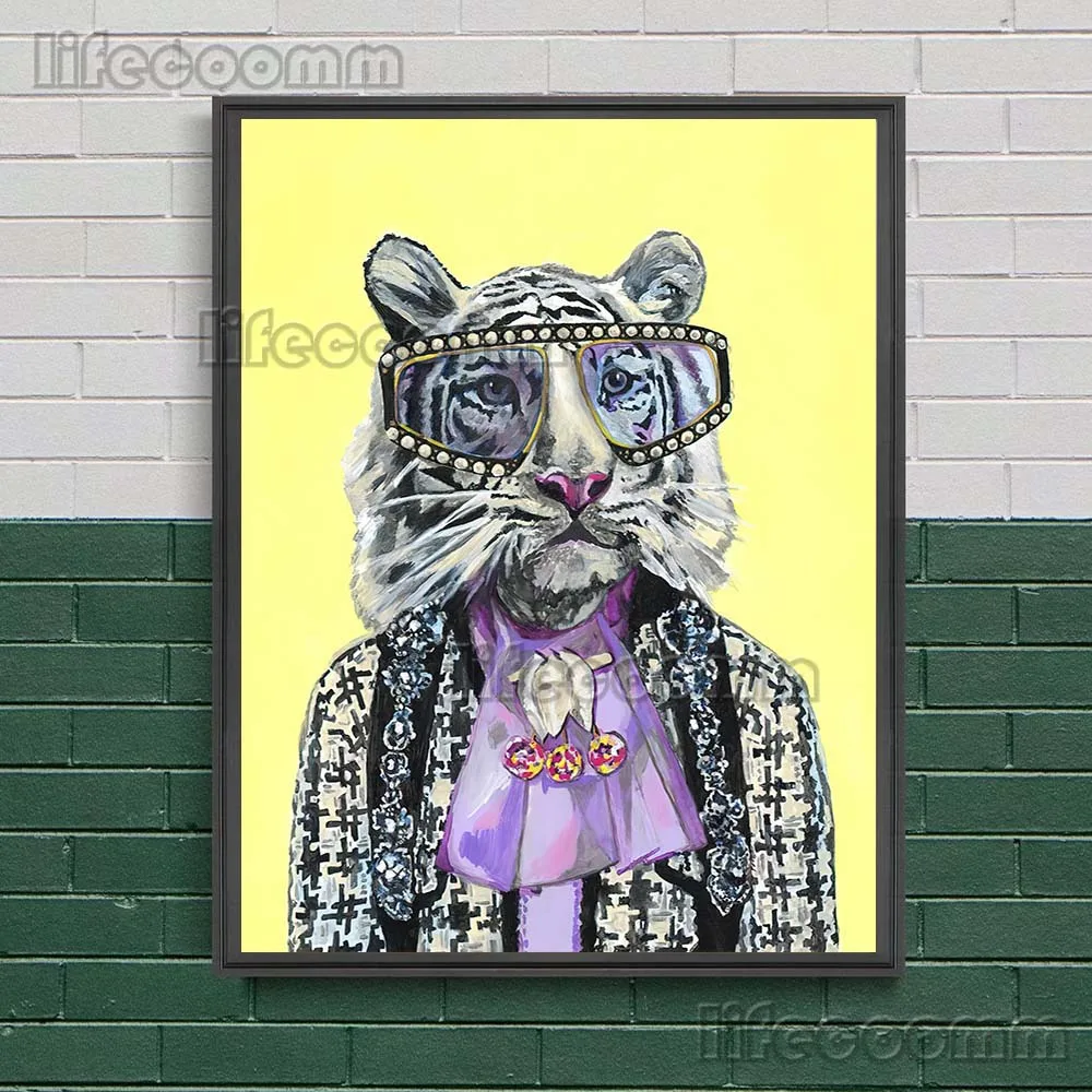 Rijke Roze Leeuw Dier Luxe Sieraden Art Poster En Prints Cheetah Met Bril  Muur Canvas Schilderij Voor Huisdecoratie - AliExpress, image size:1000x1000