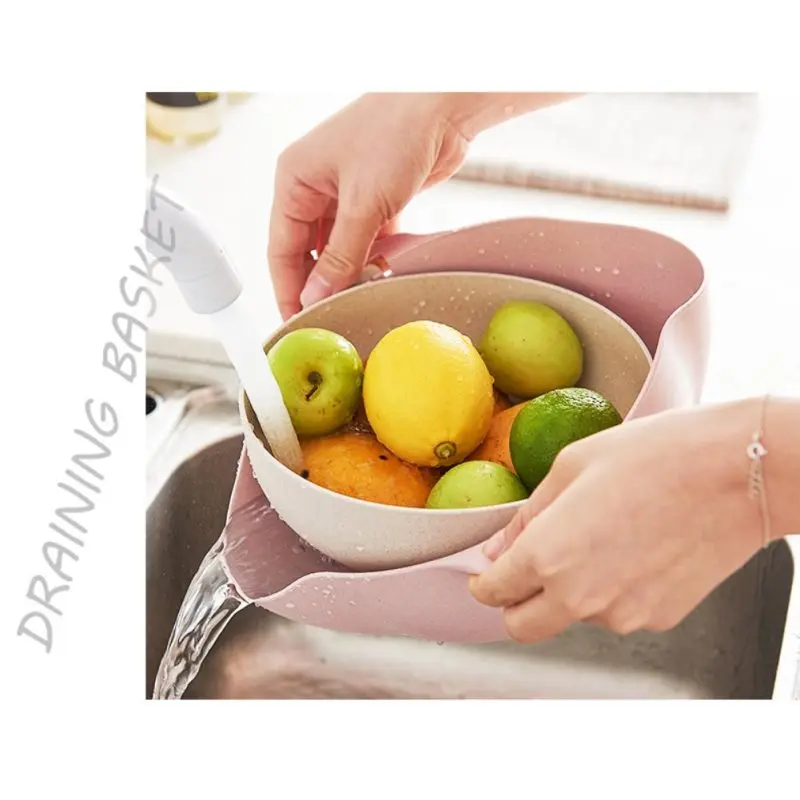 Овощи фрукты стиральная сетчатые чаши Многофункциональный кухонный фильтр двойной дренажной корзины