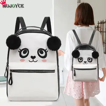 

Women Cartoon Panda Backpacks Cute Shoulder School Travel Bagpacks PU Leather Female Casual Knapsack for Children Present