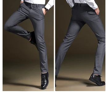 

2019 men's summer thin solid color feet pants business suit wash and wear a suit of cultivate one's morality pants