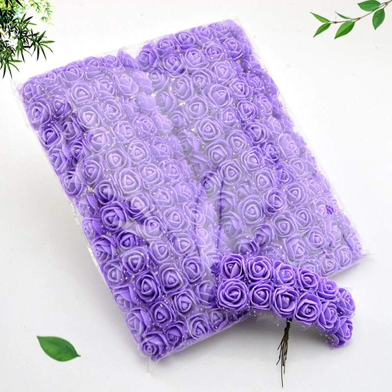 

144pcs Mini Foam Rose Artificial Flower Simulation Multicolor Rose DIY Wedding Flower Decoration Scrapbooking Fake Rose Flower