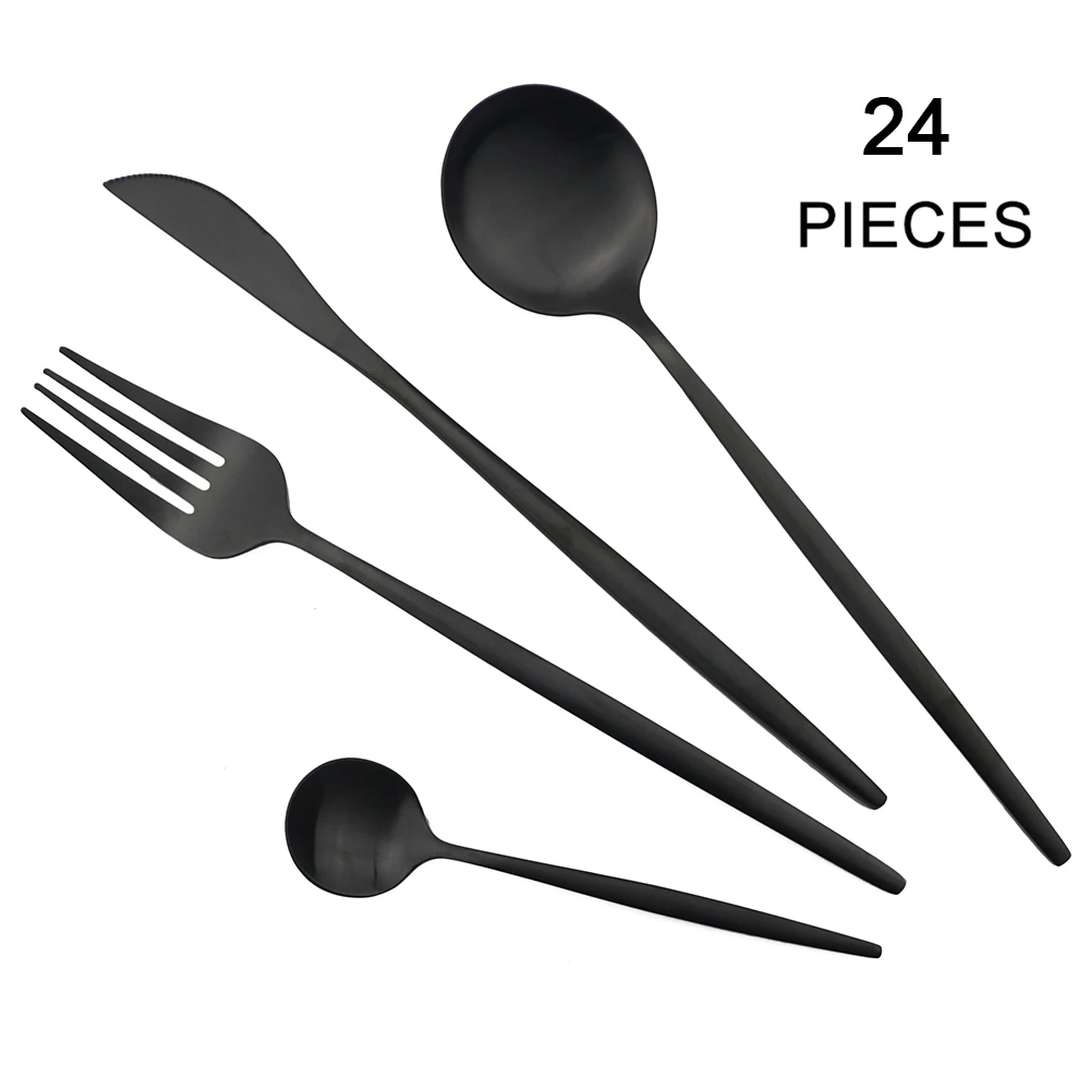 couverts en acier inoxydable pour 6 personnes cuill/ère fourchette couteau Xowine Ensemble de couverts 24 pi/èces