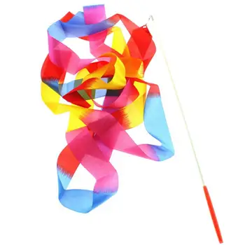 

Professional 4M Colorful Gym Ribbons Dance Ribbon Rhythmic Gymnastics Art Ballet Streamer Twirling Rod Stick For Gym Training