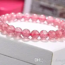 Натуральный ледяной кварц клубника стекло стрейч браслет 8 мм Жемчуг