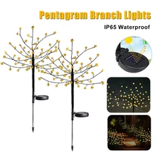 

LED Solar Stake Lights Christmas Waterproof Pentagram Lamp Blossom Tree Branch Lights For Garden Patio Yard Xmas Decoration