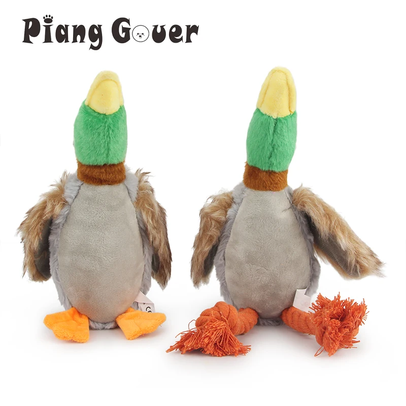 Plush Duck Squeaky Pet Toy with Chew Rope