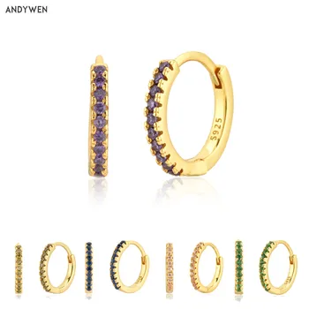 

ANDYWEN 925 Sterling Silver Purple Zircon Luxury Hoops Women Luxury For Women Piercing Ohrringe Pendiente Rock Punk Jewelry