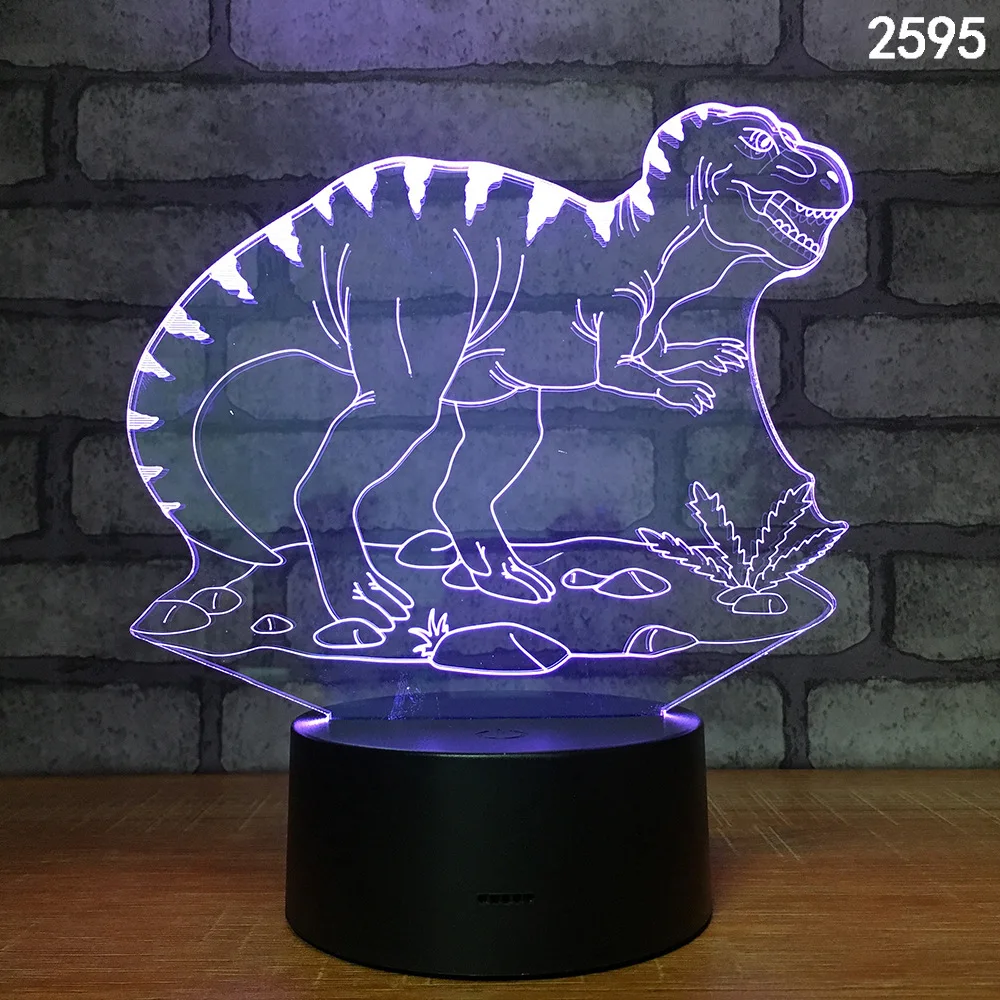 Динозавр 3D Светодиодная лампа с эффектом иллюзии 3D Оптическая иллюзия лампы 7 цветов многоцветная ed USB домашнее украшение цветная сменная лампа для мальчиков
