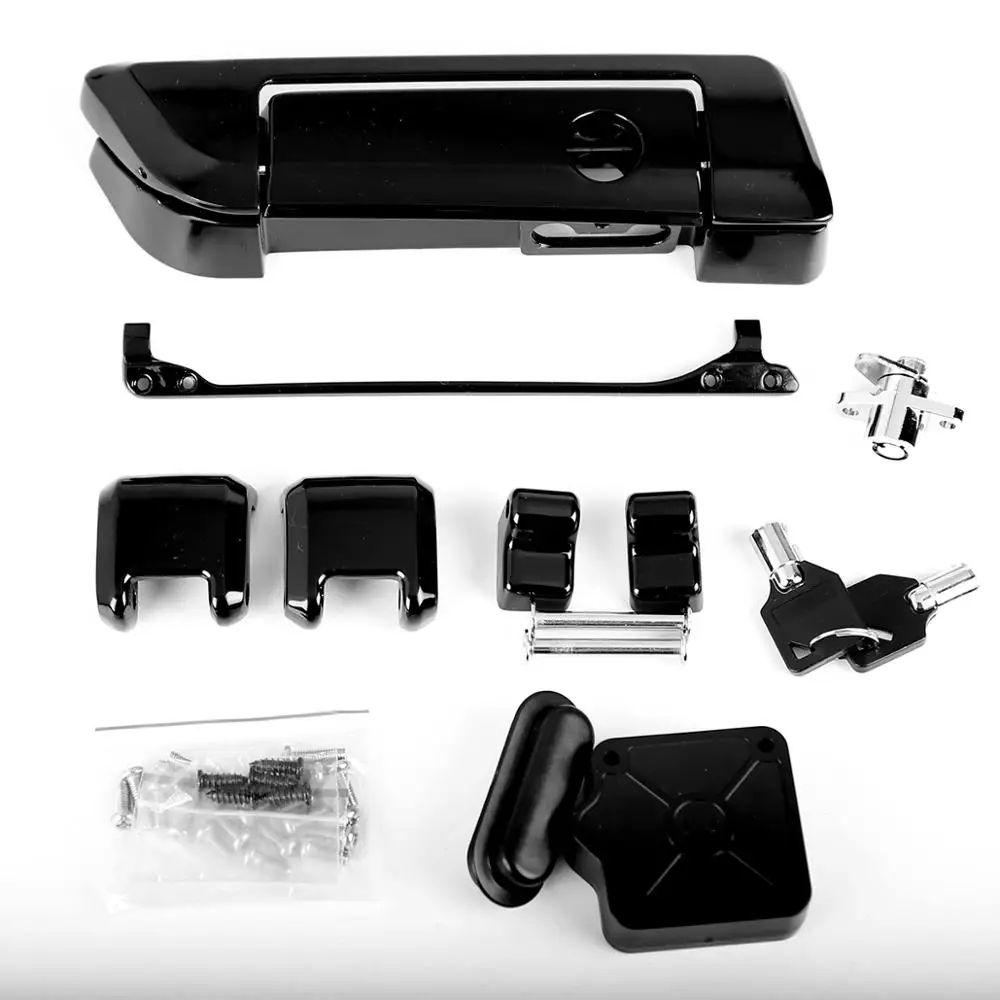 Gloss Black Hinges&Latch Kit&Tour Pack Lid Tether For Harley Touring Road King Road Glide 2014-Later With Tour Pak