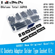 Adaptateur de prises IC 66 broches 6,8,14,16,18,20,24,28,, Type de soudure, pour NE555 74HC