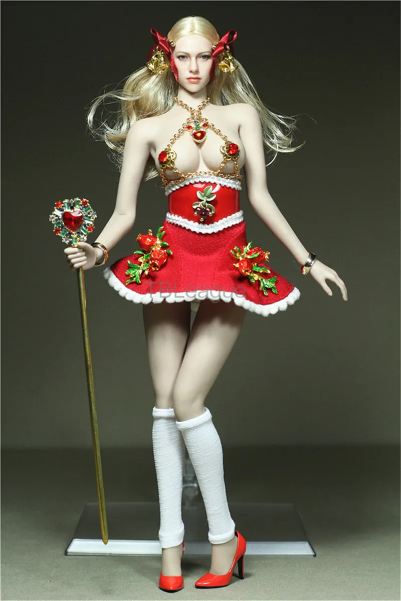 

Tbleague 1/6 Female Soldier Dress Set W/ Corset Pomegranate Skirt White Underwear Socks Christmas Wand for 12in Action Figure