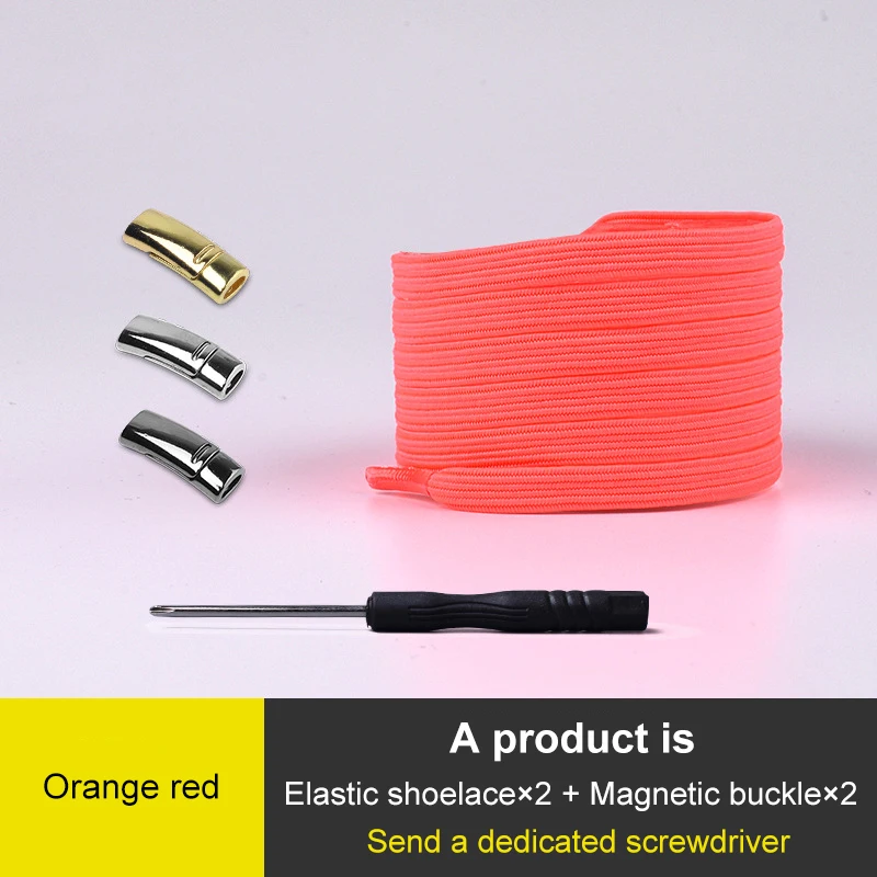 Orange Red 1 пара, модные магнитные шнурки, эластичные шнурки для обуви, для детей и взрослых, унисекс, плоские кроссовки, шнурки, шнурки для быстрой носки - Цвет: Orange Red