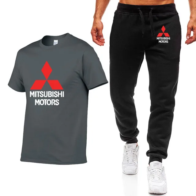 Новые летние мужские футболки для Mitsubishi с принтом логотипа автомобиля в стиле хип-хоп, повседневные хлопковые футболки с коротким рукавом высокого качества, штаны, костюм из ткани