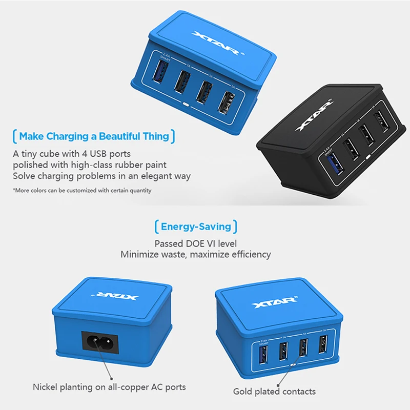 Зарядное устройство XTAR с 4 USB портами 100 240 В 27 Вт|Зарядные устройства| |
