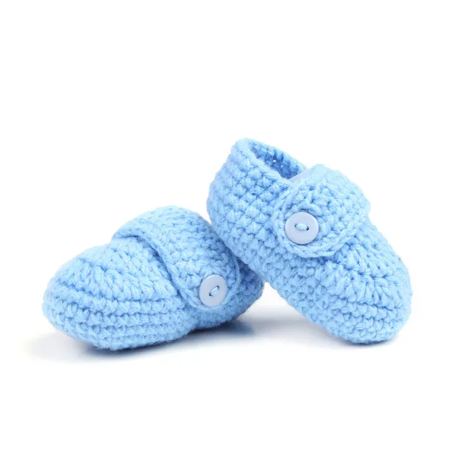 Fashion Comfortable Buckle Baby Shoes Handmade Knitting Crochet Booties Crib Walk Shoes for Infants Toddlers 1