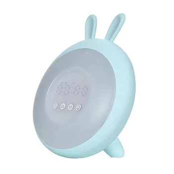 

Alarm Clock Gift Cartoon Colorful LED Adjustable Touch Button Bedside ABS Sunrise Simulation Rabbit Snooze Student Wake Up Light