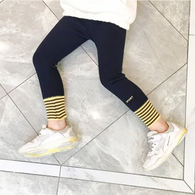 autumn winter girls leggings kids children trousers striped fashion age 10 12 - Цвет: Цвет: желтый
