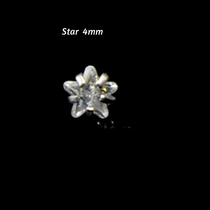 1 шт. 1,2x6/8/10 мм прозрачный Пресс подходит ухо пирсинг для ушного Козелка, ювелирное изделие для тела из гибкого биопласта пуш-ап-в Monore губная серьга серьги-гвоздики - Metal color: Star 4mm