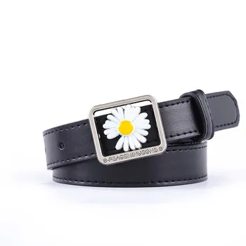 

New Fashion Daisy Buckle Belt Women PU Leather Alloy Square Buckle Waistband Belt New Belt Leisure Strap Jeans Dress Women Belt