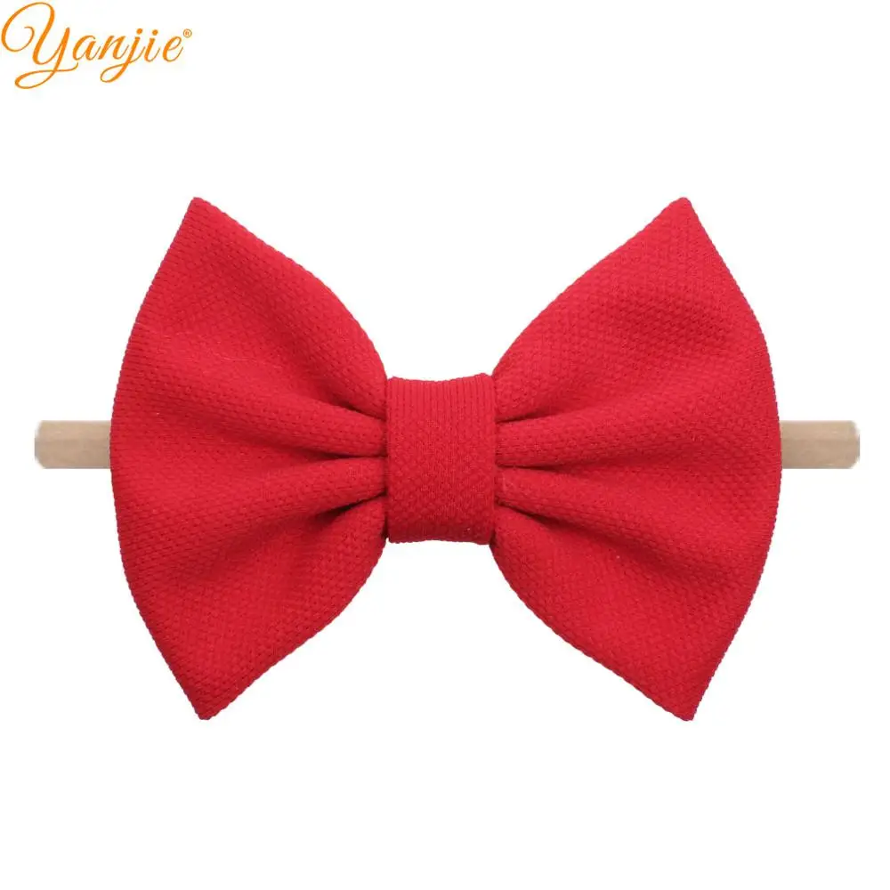 YMLNL-red Новые 5 ''банты для волос, ободок для девочек, шикарные однотонные весенние резинки для волос для детей, аксессуары для волос для девочек, головной убор - Цвет: YMLNL-red