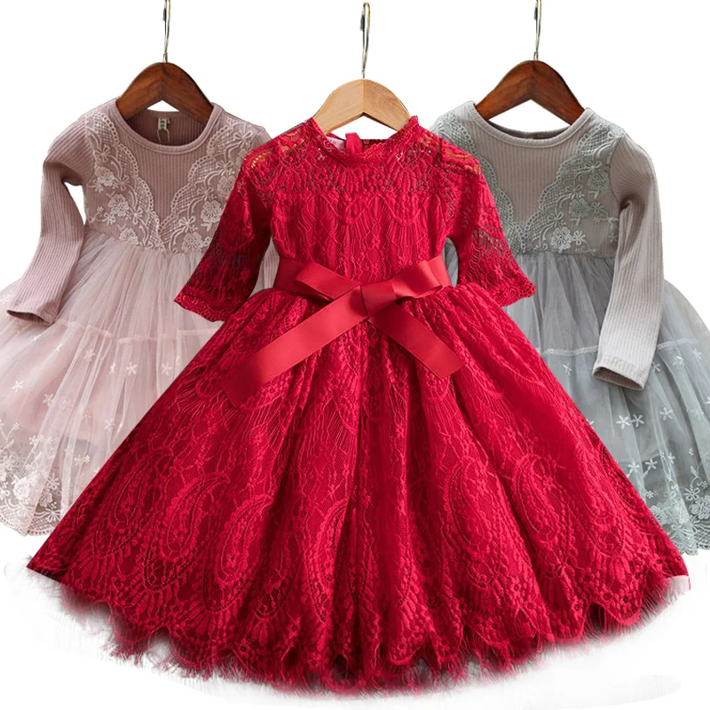 

Baby Girl Christmas Dress Child Birthday Party Dress Girl Child Girl Long Sleeve Dress Lace Crochet Tutu Little Princess