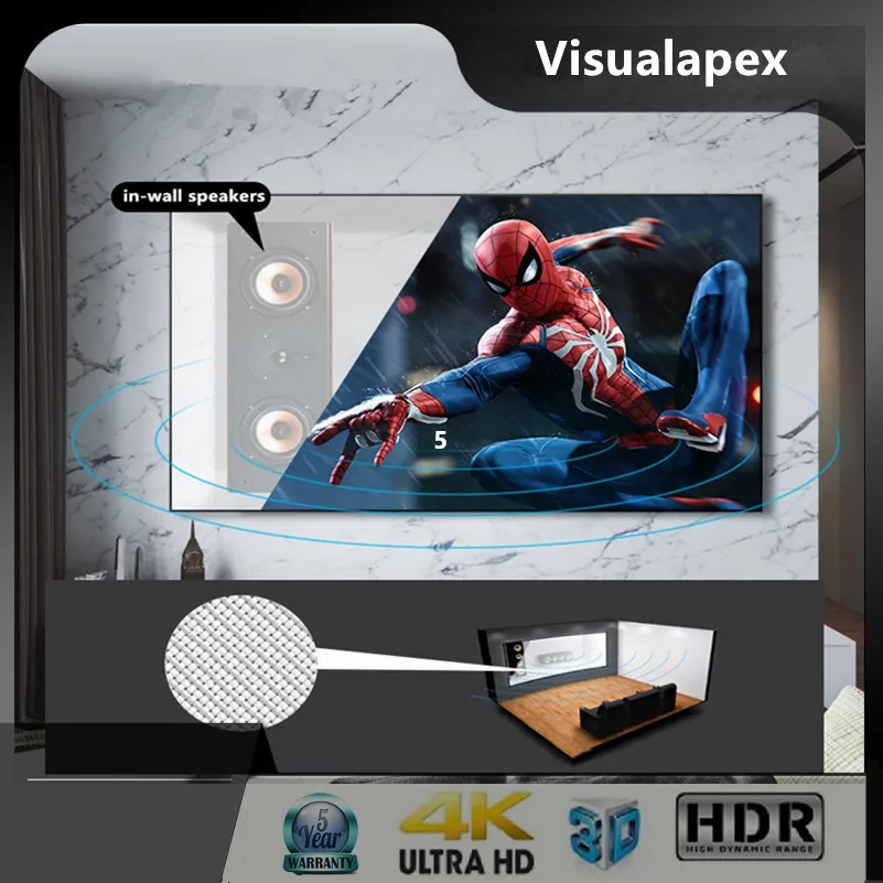 

F2BCA 16:9 HDTV Nano Bright White Woven acoustically transparent sound transparent audio transparent fixed frame screen