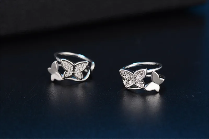 Romantic Zircon Butterfly Clip Earrings For Women Jewelry Fashion Silver 925 Women Earring Accessories Princess Birthday Gift