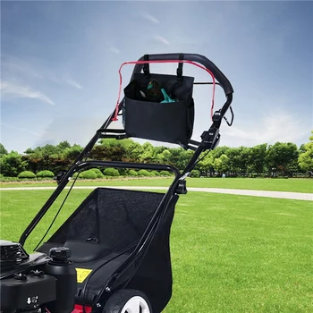 

Push Mower Garden Organizer Bag Clips to Walk-Behind Gas or Electric Mower Handle and Stores Tools