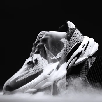 

Fashion Breathable Casual Shoes Men Mesh Sneakers Men with Laces Mens Shoes Casual Slip on Flat Comfortable Black Summer Rubber