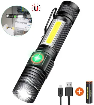 

Rechargeable Flashlight(Battery included), Magnetic Flashlight with COB sidelight,Super Bright Cree LED,Waterproof,Zoomable