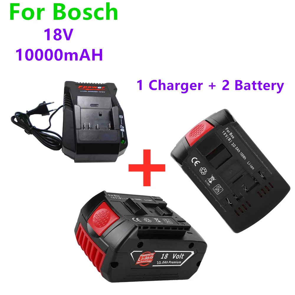 

NEW Original18V 10000mah Rechargeable Lithium Ion Battery for 18V Bosch Electric Tool Backup Battery+Charger